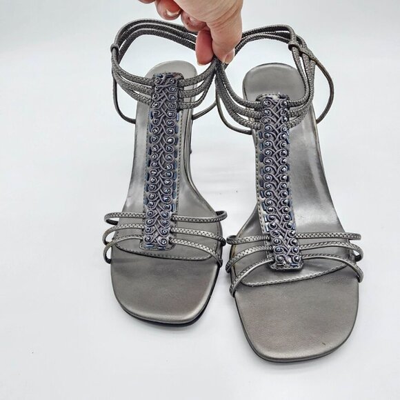 Women's Silver/Grey Strappy Heels, Size 6.5 - Picture 13 of 14